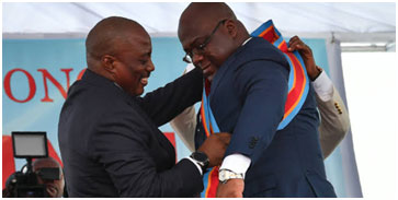 Le president entrant Felix Tshisekedi avec le president sortant Joseph Kabila